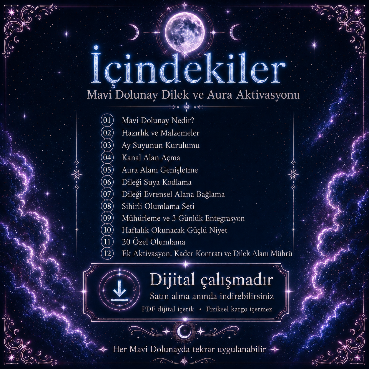 Mavi Dolunay Dilek ve Aura Aktivasyonu – 12 Bölümlük Dijital Çalışma Serisi