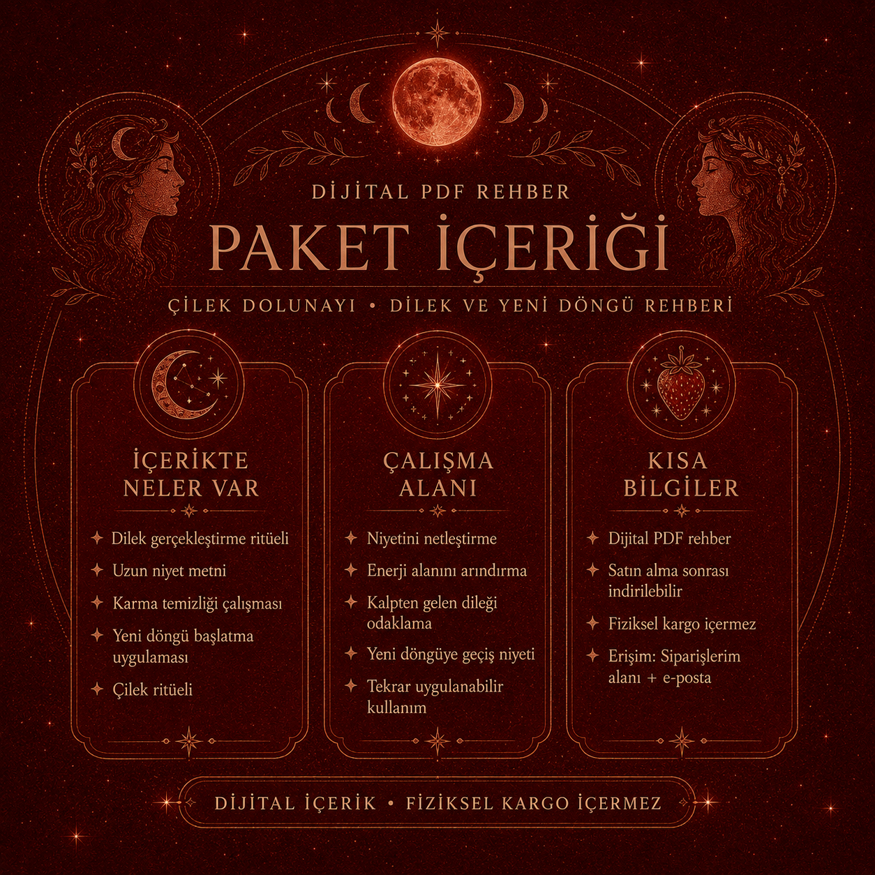 Çilek Dolunayı Dilek ve Yeni Döngü Rehberi – Dijital PDF Rehber